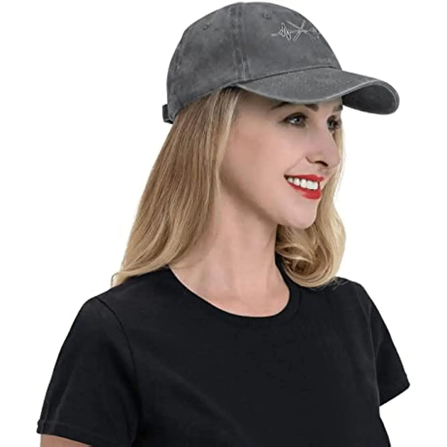 Womens Mens Adjustable Baseball Cap with Billiards Ball 8 Pool Cues Heartbeat Pattern Denim Fabric Snapback Hat